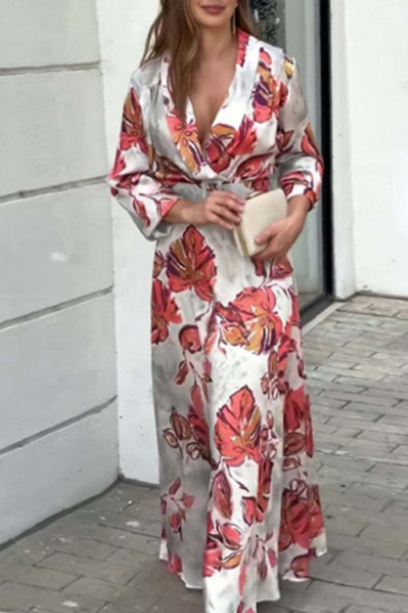 Women V Neck Asymmetrical Patchwork Long Knit Dress Spring
