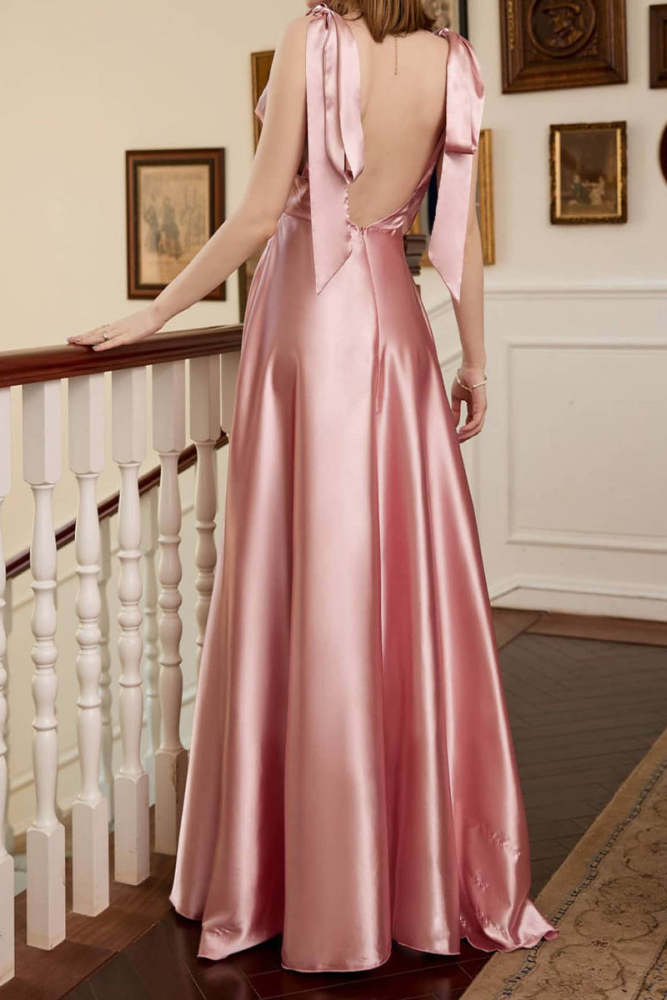 Elegant Formal Solid Frenulum Evening Dress Dresses