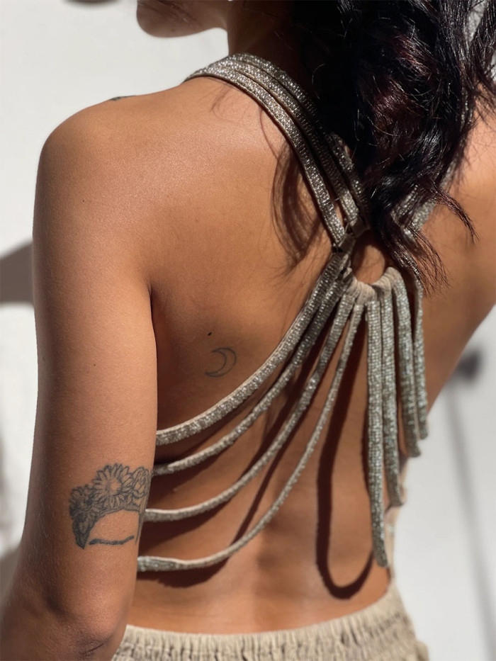 Sexy backless tie-dye print dress
