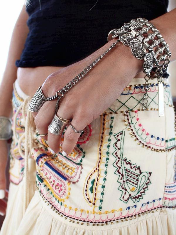 Beaded Drawstring Pleated Printed High-low Loose Skirts Bottoms