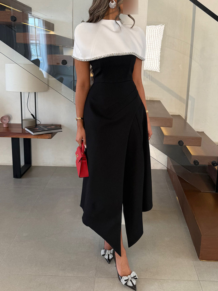 Classic black and white midi dress