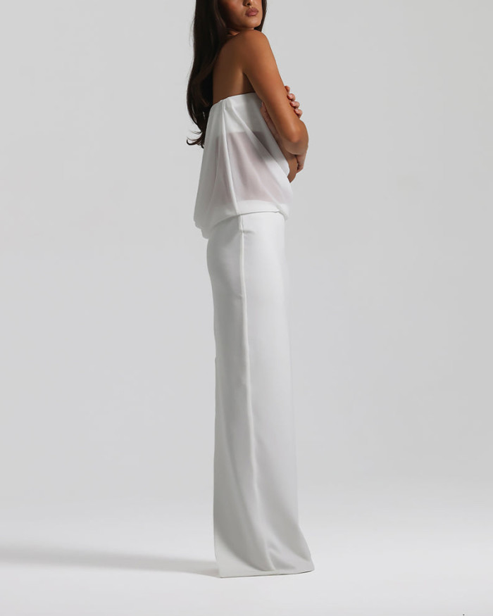 Elegant Strapless Hollow-out Dress