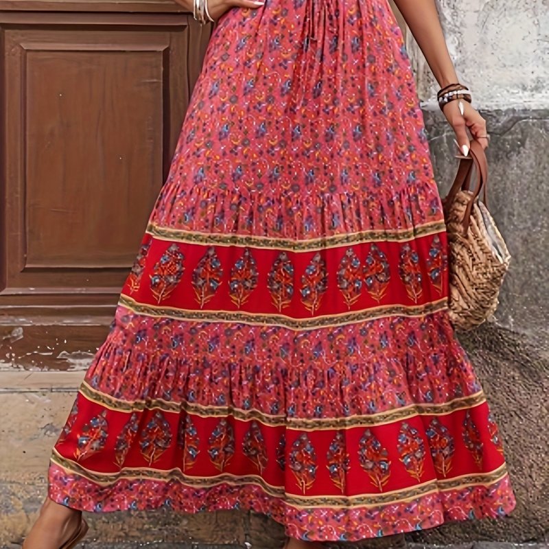 Women'S Casual Colorblock Butterfly Print Maxi A-Line Skirt, Women'S Skirts