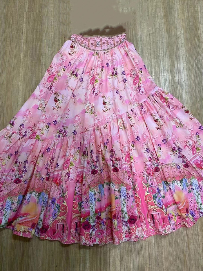 women's suit 2-piece printed flying sleeves sexy short top+high waist and big skirt fashion dress