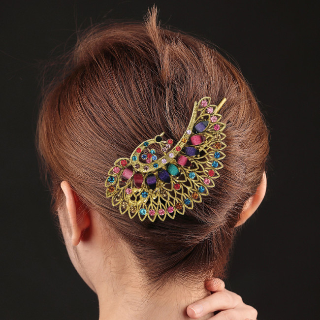 1pc Vintage Hair Accessory Clip, PeaRooster Large Size, Grab Clip, Edge Clip, Duckbill Clip, Rhinestone Clip, Hair Clip, Temperament, Hair Accessories, Headwear, Women's Christmas Gift, New Year's Holiday, Birthday Gift