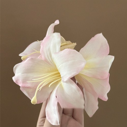 Elegant Lily Hair Claw Clips Handmade for Women Girl, Flower Jaw Clips for Thick or Medium Hair