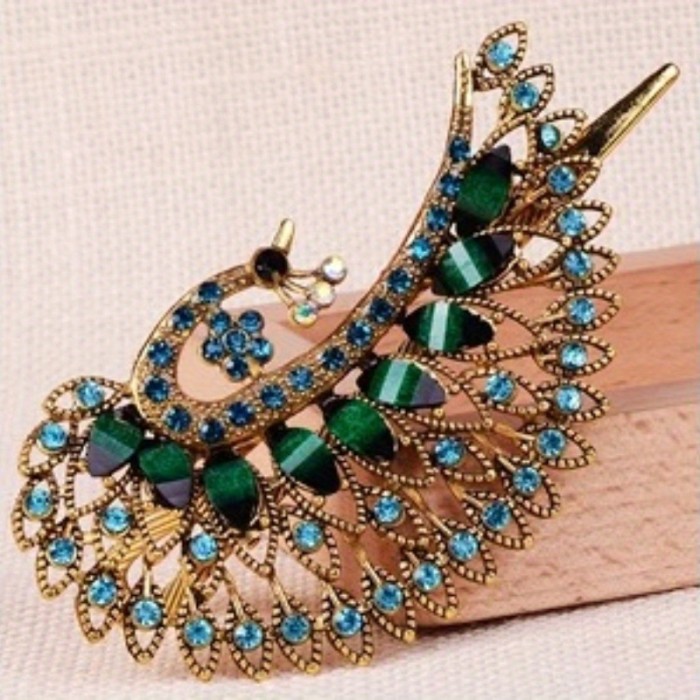 1pc Vintage Hair Accessory Clip, PeaRooster Large Size, Grab Clip, Edge Clip, Duckbill Clip, Rhinestone Clip, Hair Clip, Temperament, Hair Accessories, Headwear, Women's Christmas Gift, New Year's Holiday, Birthday Gift