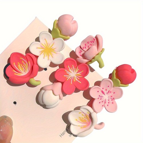 Cute Floral Claw Clips, Bangs Clips for Styling Women, Small Peach Blossom Hair Accessories