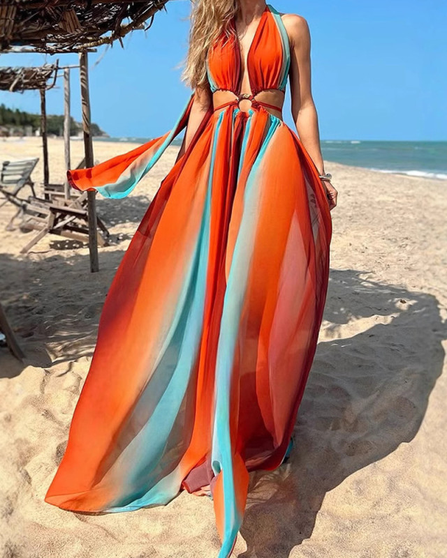 Sexy Backless Chest Wrapped Neck Dress