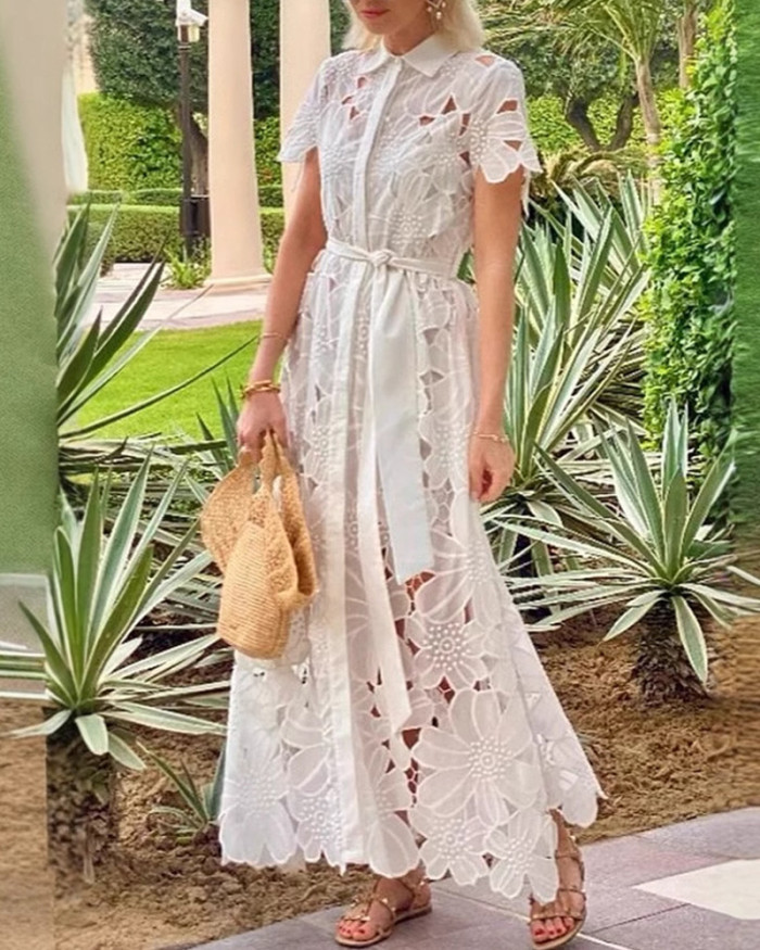 Lace Cardigan Button Dress