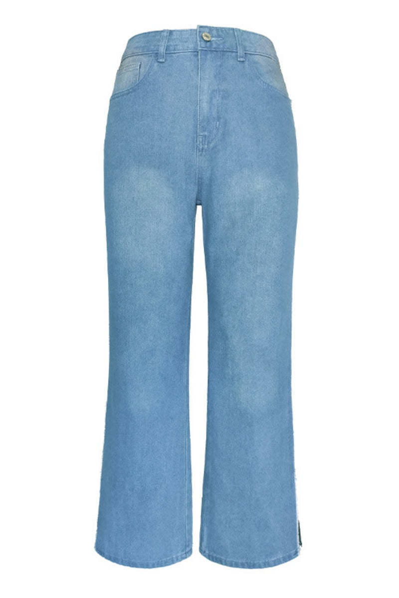 Casual Gradual Change Patchwork Mid Waist Boot Cut Denim Jeans