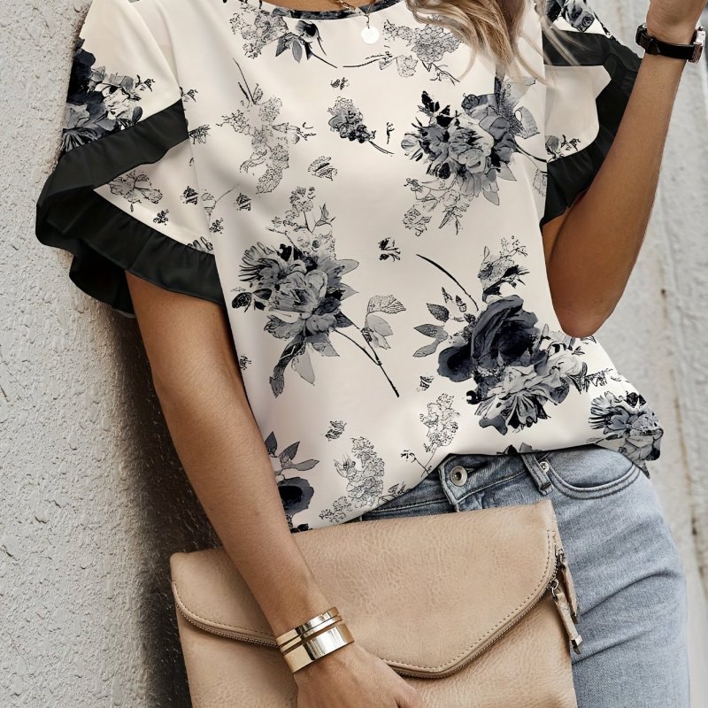 Elegant Floral Print Women's Blouse