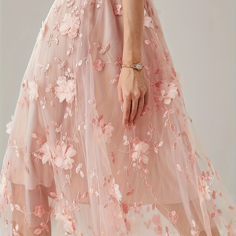 Print Sheer Mesh  Floral Print Pattern Casual Formal Skirt