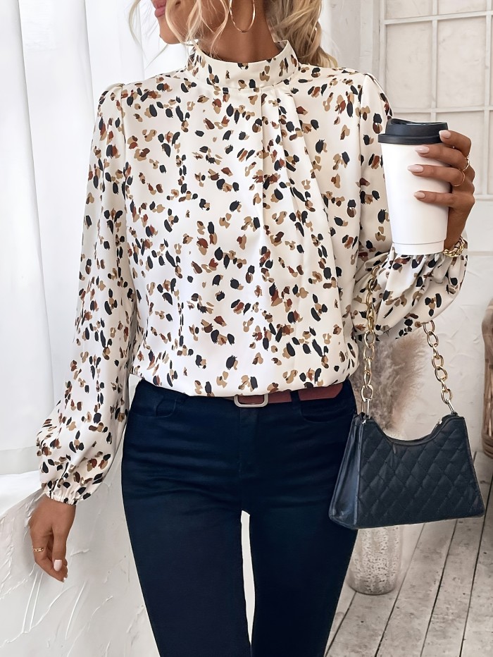 Women's Floral & Leopard Print Long Sleeve Blouse