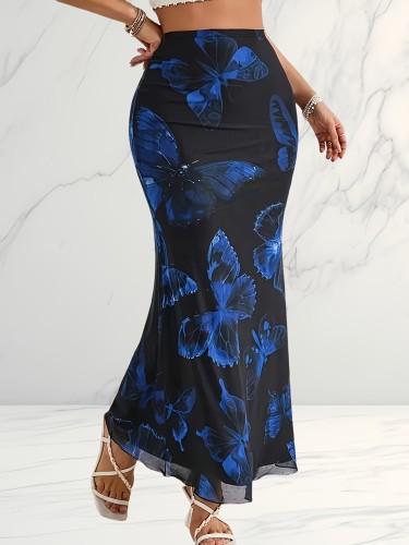 Women's Elegant Double-Layer Mesh Mermaid Skirt