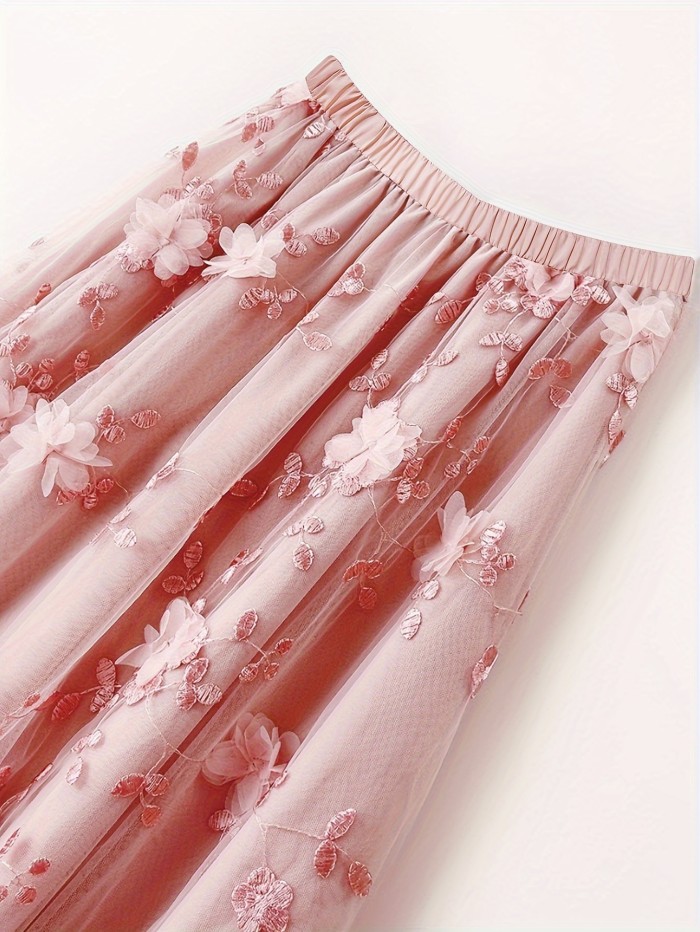 Print Sheer Mesh  Floral Print Pattern Casual Formal Skirt