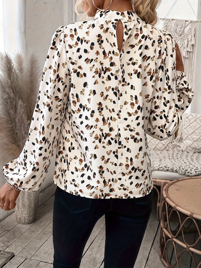 Women's Floral & Leopard Print Long Sleeve Blouse