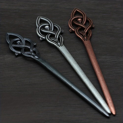 1pc Viking Retro Style Hairpin Fashion Barrette Ladies Hair Bun Holder Simple Headwear Anti-slip Hair Jewelry Gift