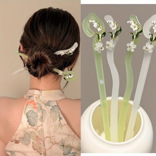 4 Sets Of Temperament Hairpins For, With A Back Of The Head Bun Hairpins And Hairpins