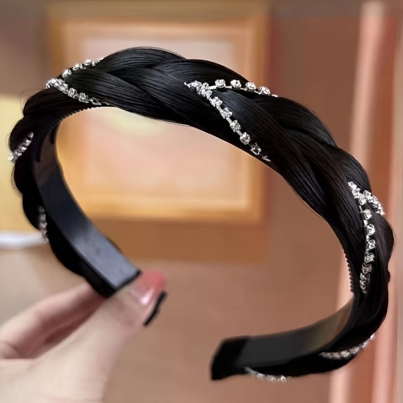 1pc, Elegant Retro Versatile Rhinestone Fishbone Whip Hair Hoop, Women Girls Casual Party Outdoor Decors, Gift Photo Props