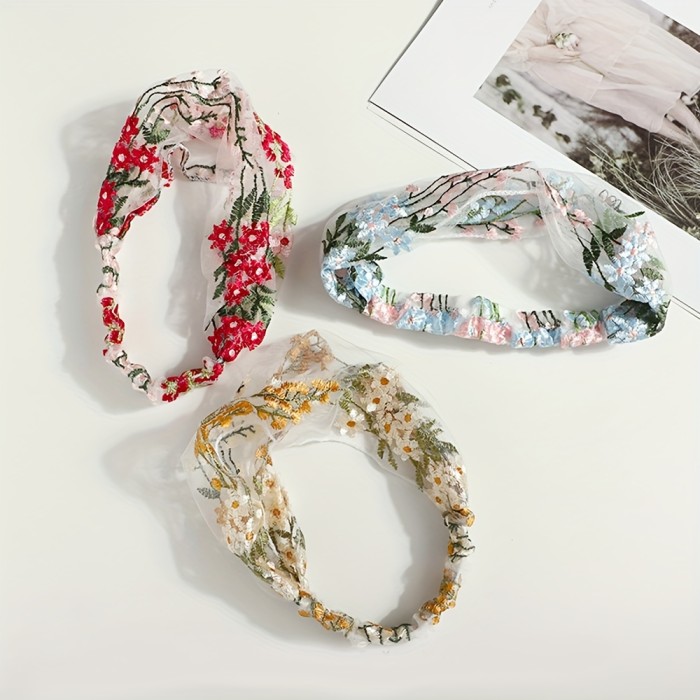 Lace Headbands for Women Elastic Bohemian Vintage Head Wrap Hair Band Headpieces Accessories for s
