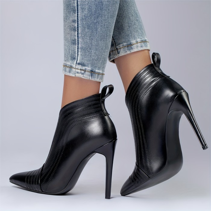 Women's Ankle Solid Color Closed Pointed Toe Stilettos Dress Booties