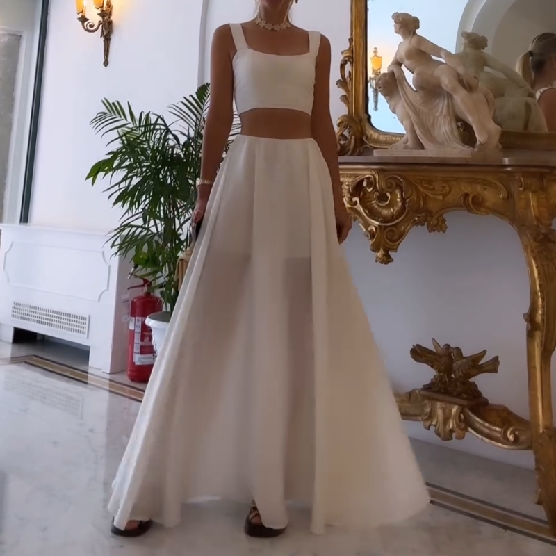 Casual Solid Chiffon Two-pieces Set