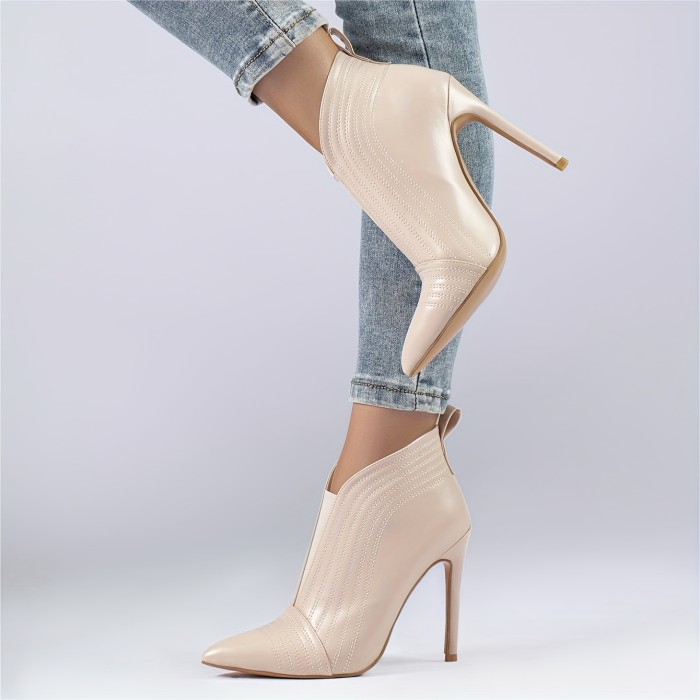 Women's Ankle Solid Color Closed Pointed Toe Stilettos Dress Booties