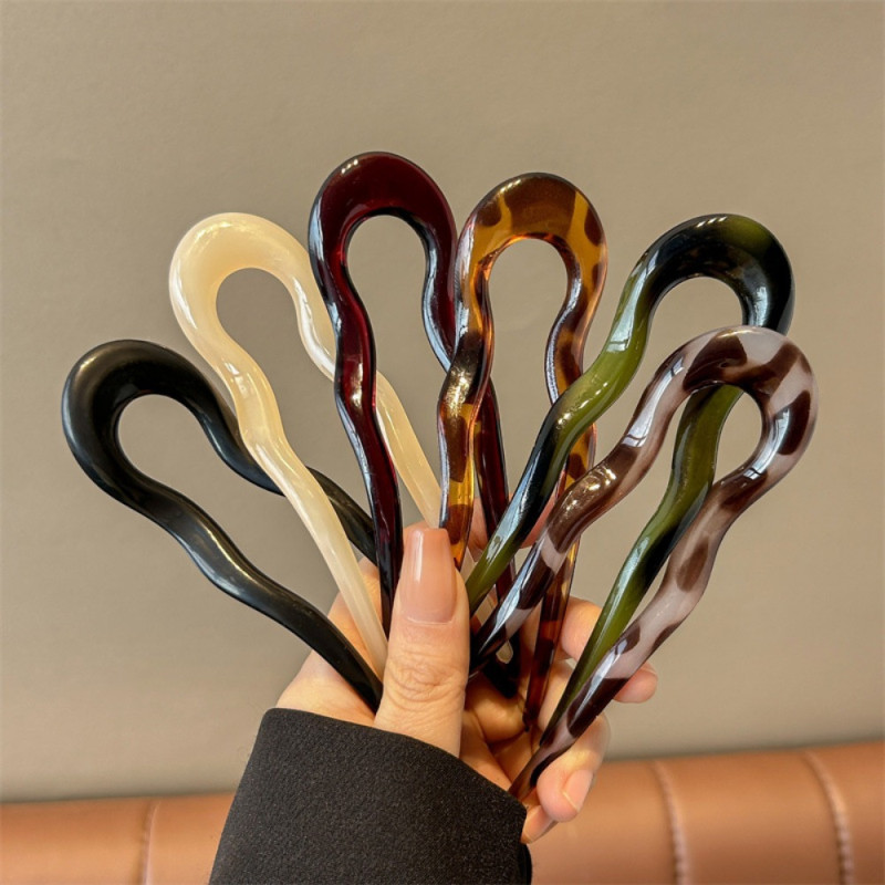 Temperament Acrylic U-shaped Hairpin, Simple Modern Back-of-the-Head Bun Holder, Hair Comb for Ponytails and Skirts Accessories