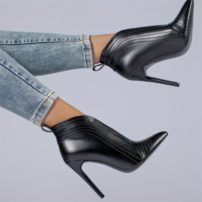 Women's Ankle Solid Color Closed Pointed Toe Stilettos Dress Booties