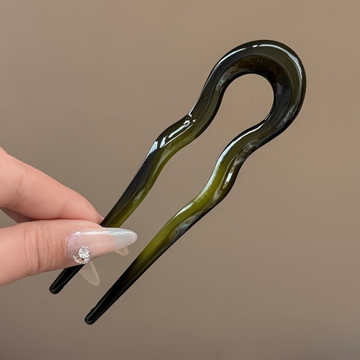 Temperament Acrylic U-shaped Hairpin, Simple Modern Back-of-the-Head Bun Holder, Hair Comb for Ponytails and Skirts Accessories