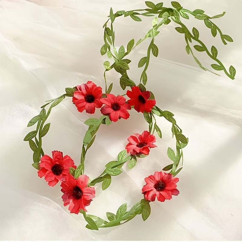 1pc Woman's Vintage Forest Style Simulation Flower Rattan for Man Braid Hair Rope Hair Accessories Suitable for Wedding Midsummer Festival Travel Photos Mother's Day Gifts And Other Occasions Hair Accessories