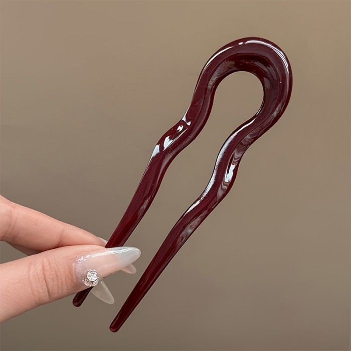 Temperament Acrylic U-shaped Hairpin, Simple Modern Back-of-the-Head Bun Holder, Hair Comb for Ponytails and Skirts Accessories