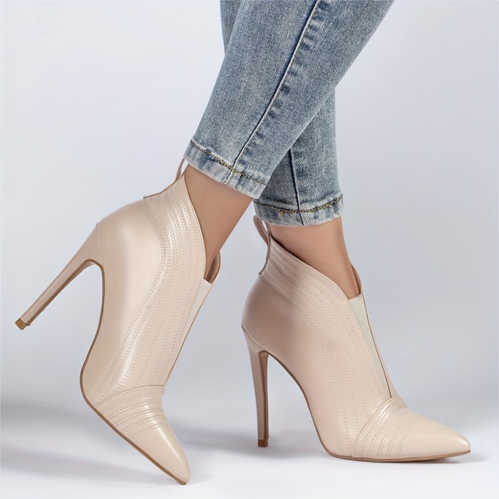 Women's Ankle Solid Color Closed Pointed Toe Stilettos Dress Booties