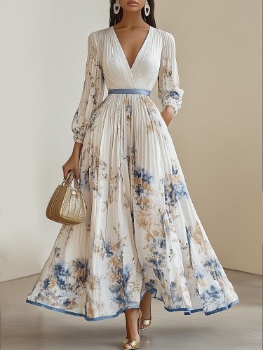 Holiday Print Long Sleeve Dress