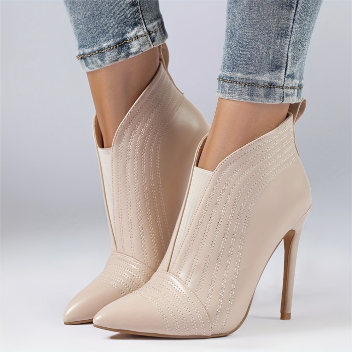 Women's Ankle Solid Color Closed Pointed Toe Stilettos Dress Booties