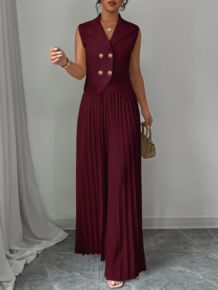 Women's stylish solid color vest top and stylish elegant long skirt suit
