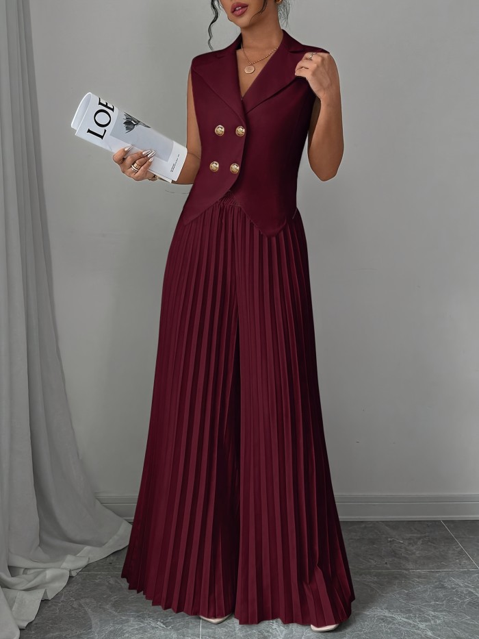 Women's stylish solid color vest top and stylish elegant long skirt suit