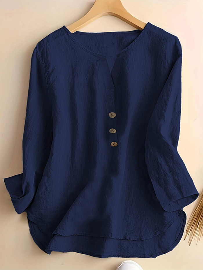 Women's Casual V-Neck Puff Sleeve Blouse