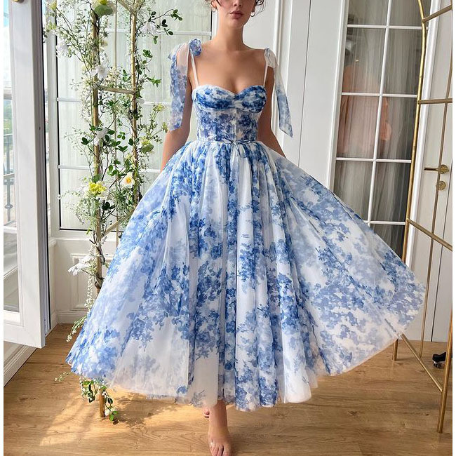 Women's Sexy Suspender Fashion Party Elegant Bohemian Printed Fairy Dress