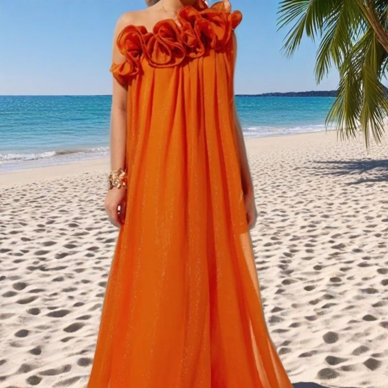 Women - Exquisite Backless Pleats Strapless Maxi Dress
