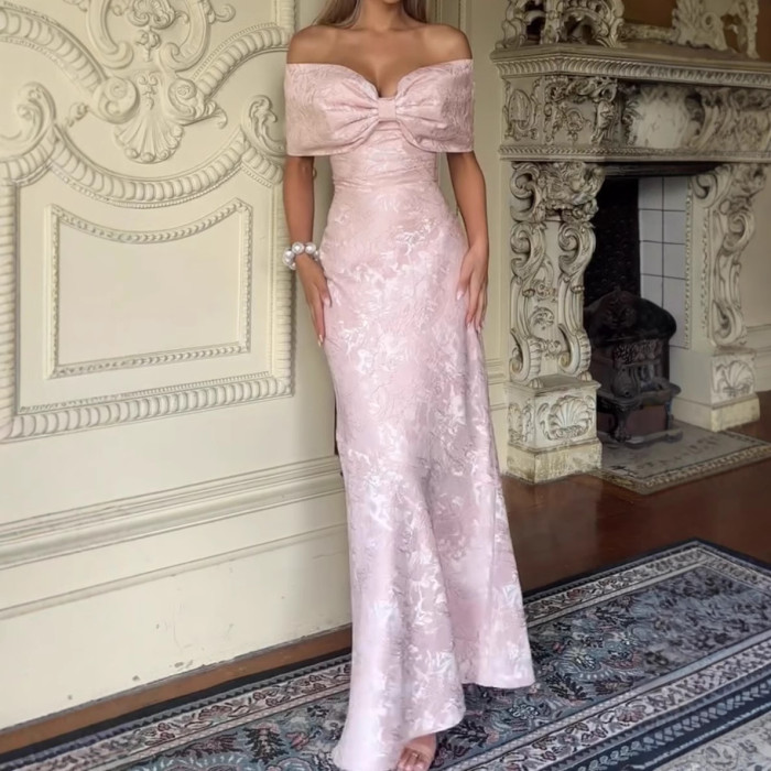 Women's Fashion Elegant One Shoulder Bow Sexy Backless Dress