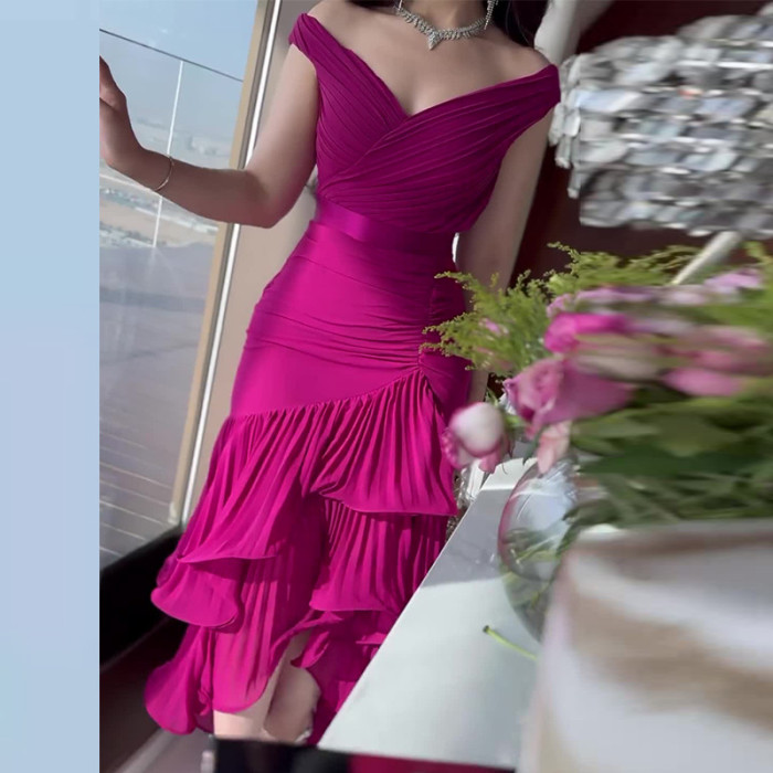 Women's Fashion Solid Color High Waist Sleeveless Long Dress