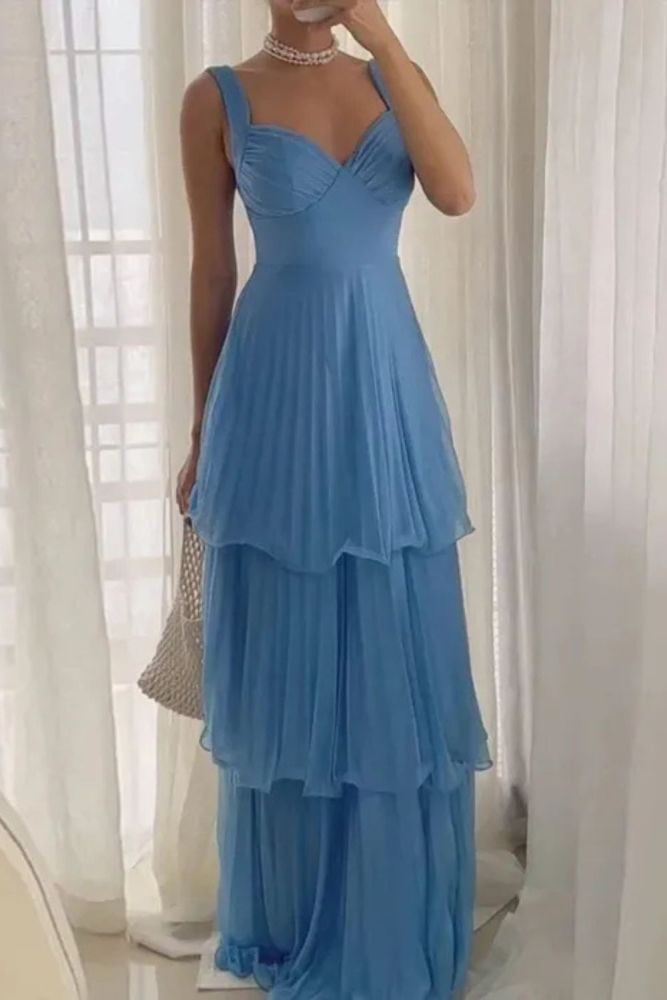 Fashion Solid Color High Waist Elegant Party Temperament Suspender Dress