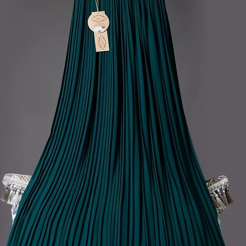 2025 Women's Solid Color Chiffon Midi Pleated Floor-Length Flowy Half-Skirt without Belt