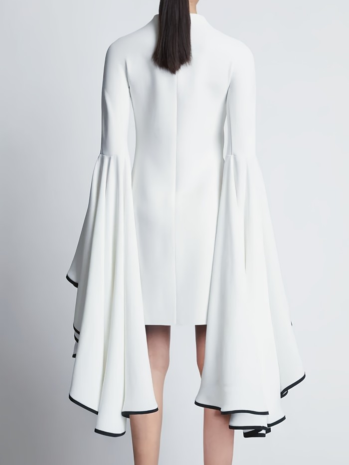 Women's Elegant Solid Color A-Line Bell Sleeve Dress