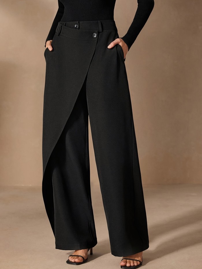 Casual Wide-Leg Pants with an Irregular Patchwork Design, Perfect for Commuting.