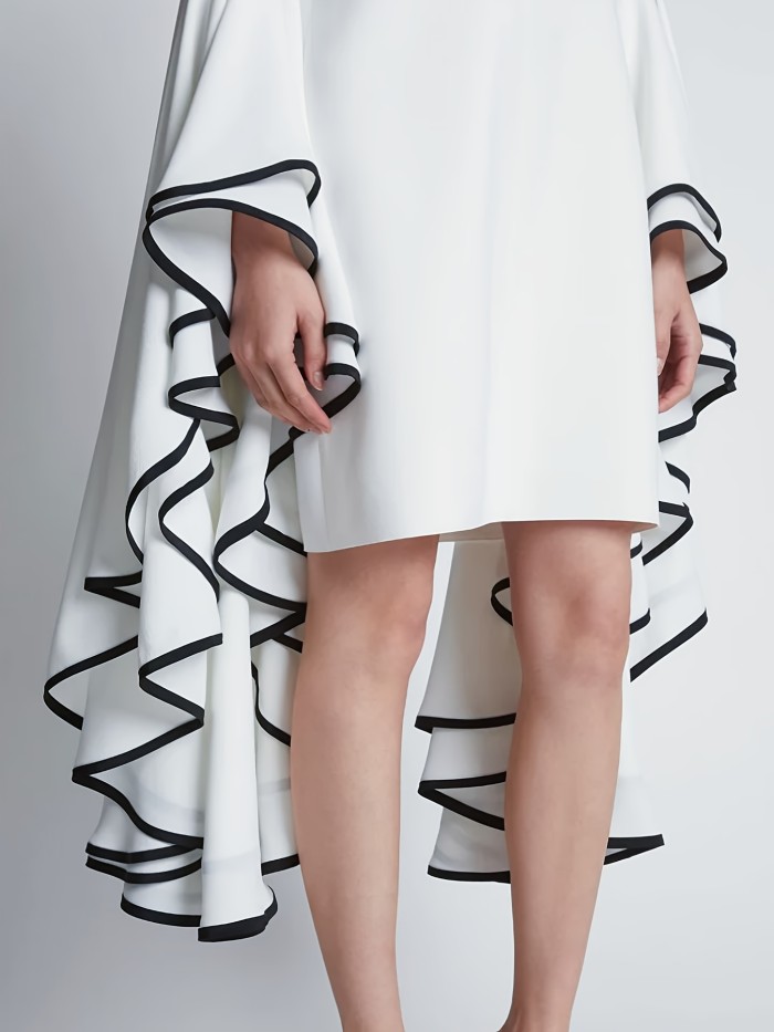 Women's Elegant Solid Color A-Line Bell Sleeve Dress