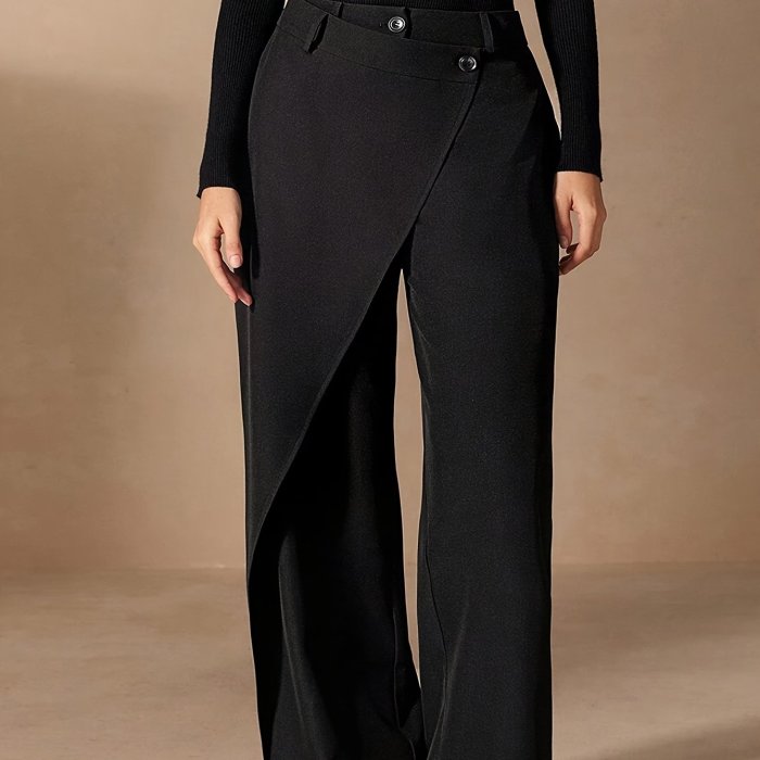 Casual Wide-Leg Pants with an Irregular Patchwork Design, Perfect for Commuting.