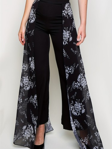 Women's Fashion Vintage High Waist Retro Chic Floral Print Flare Leg Pants
